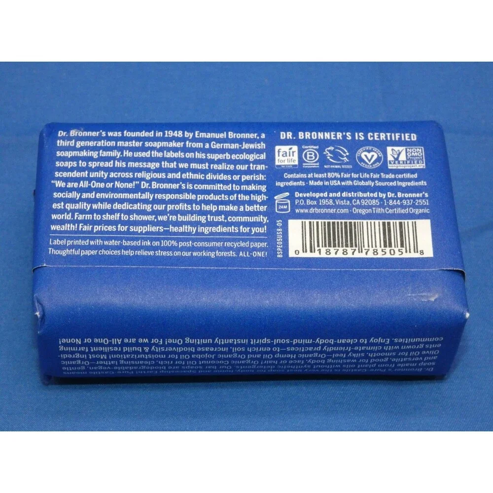 Dr Bronner's All One Hemp Peppermint Pure Castile Soap Organic 5 oz - 5 BARS Lot